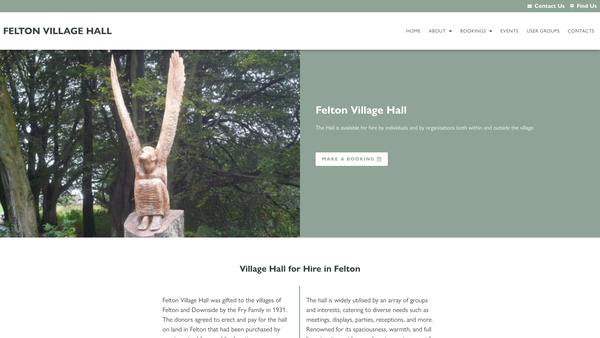 Screenshot of the Felton Village Hall website