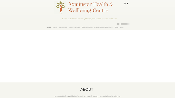 Screenshot of the Axminster Health & Wellbeing Centre website