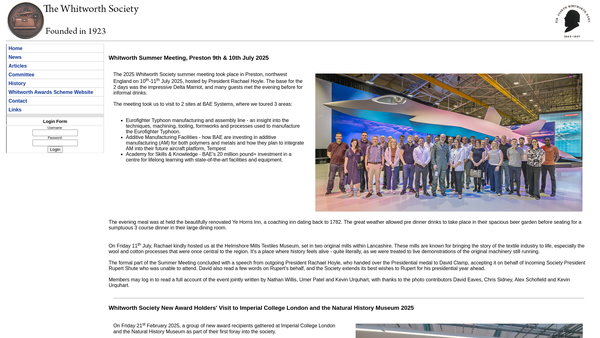 Screenshot of the Whitworth Society Trust Fund website