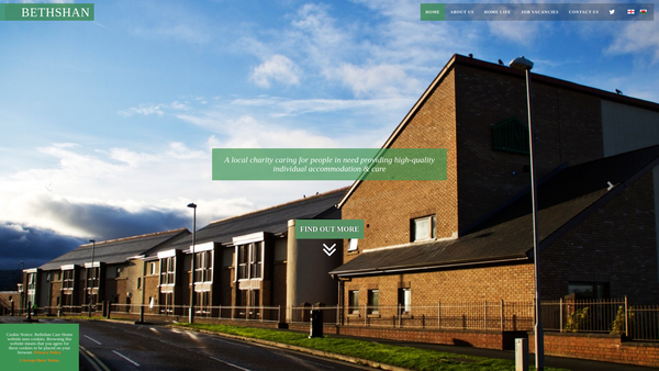 Screenshot of the Bethshan Sheltered Housing Association website