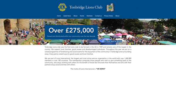 Screenshot of the Tonbridge Lions Club Charity Trust Fund website