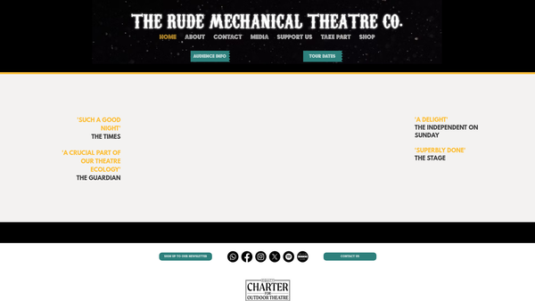 Screenshot of the The Rude Mechanical Theatre Company website