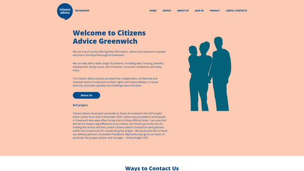 Screenshot of the Citizens Advice Greenwich website