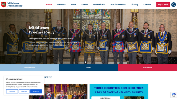 Screenshot of the The Masonic Province Of Middlesex Charitable Trust website