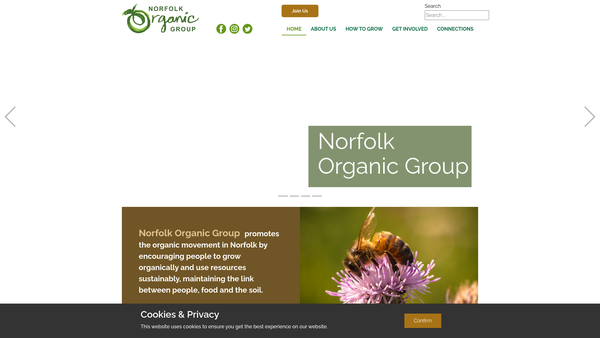 Screenshot of the Norfolk Organic Group website
