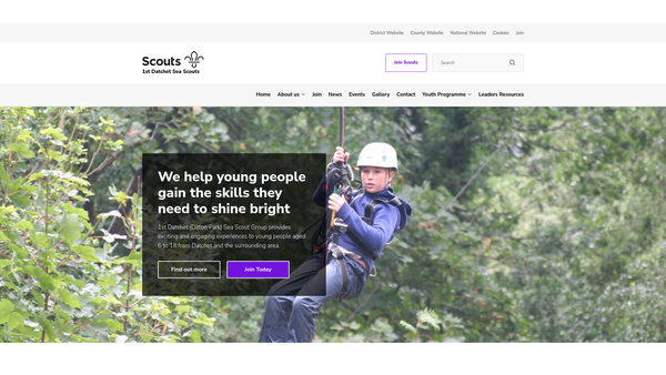 Screenshot of the 1st Datchet (Ditton Park) Sea Scout Group website