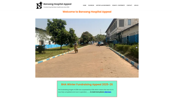 Screenshot of the Bansang Hospital Appeal website