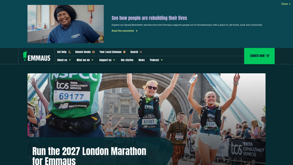 Screenshot of the Emmaus U.K. website