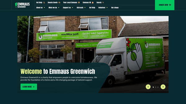 Screenshot of the Emmaus Greenwich website