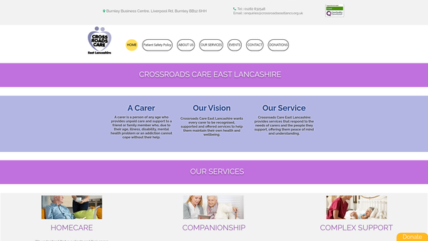 Screenshot of the Crossroads In East Lancashire Limited website