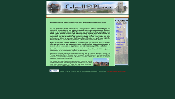 Screenshot of the The Colwall Players website