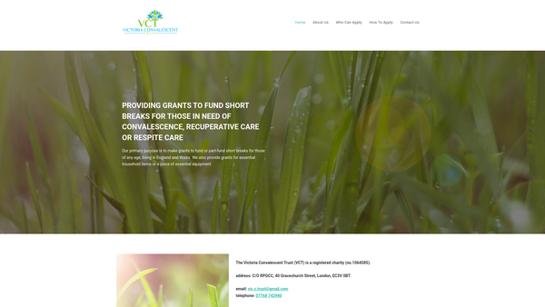 Screenshot of the Victoria Convalescent Trust website