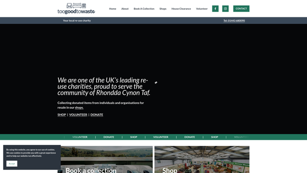 Screenshot of the Toogoodtowaste Limited website