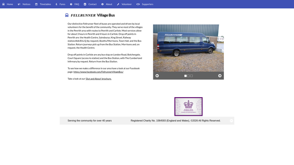 Screenshot of the The Fellrunner Village Bus Limited website