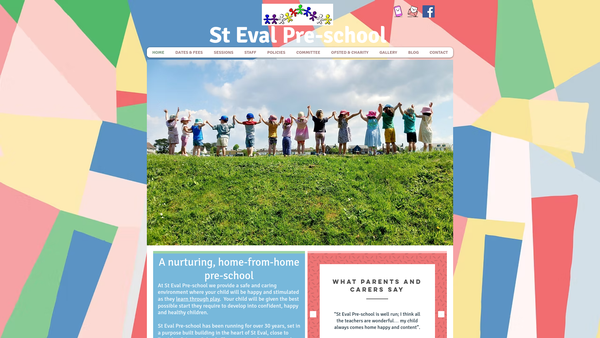 Screenshot of the St Eval Pre-School Playgroup website