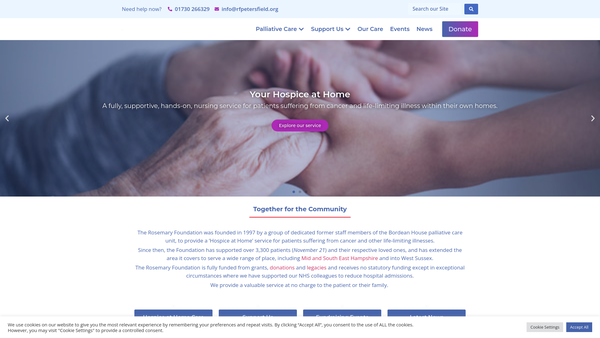Screenshot of the The Rosemary Foundation Limited website