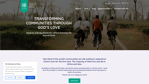 Screenshot of the GFA World website