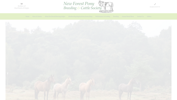 Screenshot of the The New Forest Pony Breeding And Cattle Society website