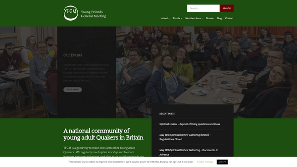Screenshot of the General Meeting of Young Friends in Britain website