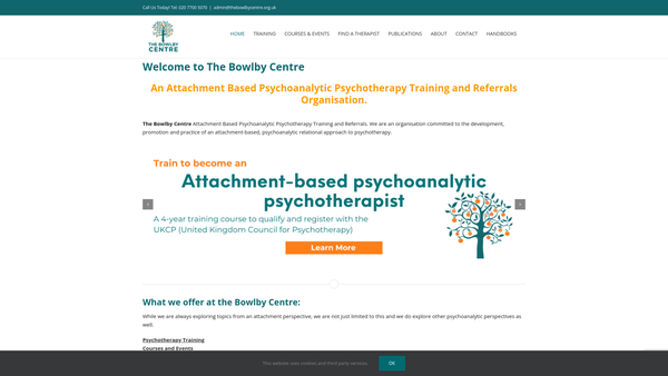 Screenshot of the The Bowlby Centre website