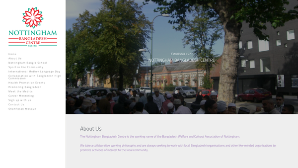 Screenshot of the Nottinghamshire Bangladesh Centre website