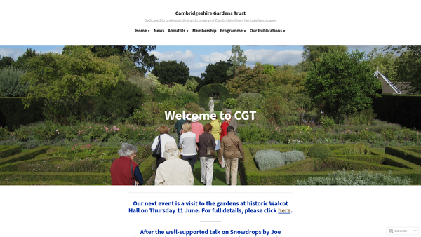 Screenshot of the Cambridgeshire Gardens Trust website