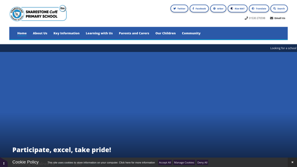 Screenshot of the Snarestone C Of E (Aided) Primary School P T A website