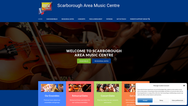 Screenshot of the The Scarborough Music Centre E.a.s.y. Bands Parents Support Group website