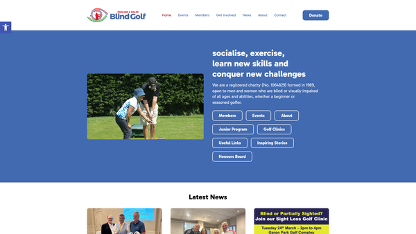 Screenshot of the England And Wales Blind Golf website