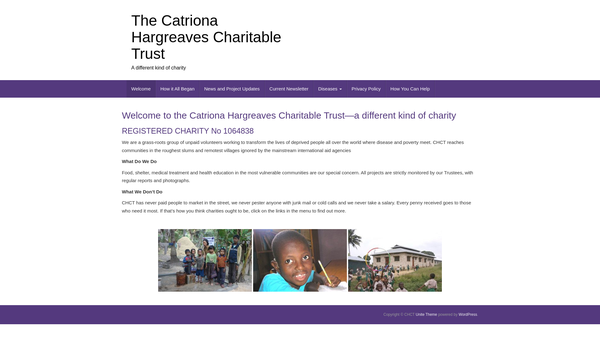 Screenshot of the The Catriona Hargreaves Charitable Trust website