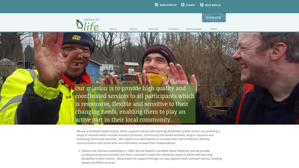 Screenshot of the Options For Life website