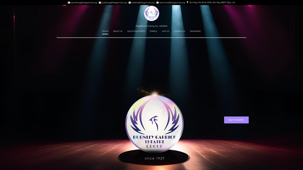 Screenshot of the Burnley Garrick Theatre Group website