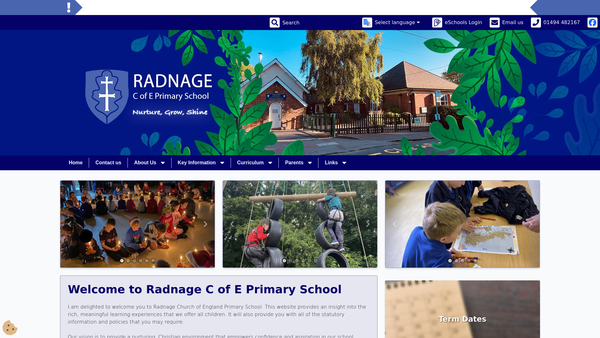 Screenshot of the Radnage C Of E Primary School Fund website