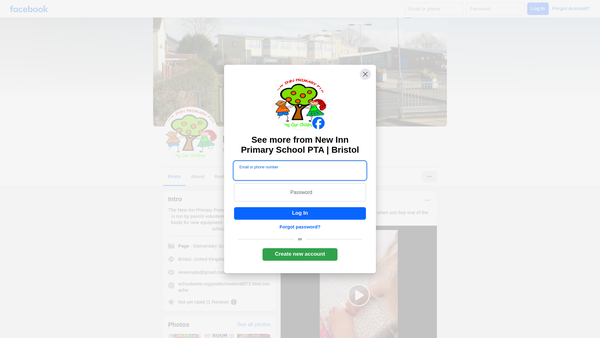 Screenshot of the New Inn Primary P.T.A. website