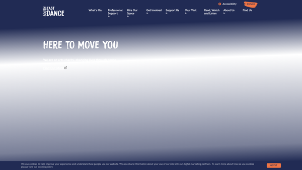 Screenshot of the South East Dance Limited website