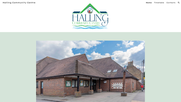 Screenshot of the Halling Community Centre website
