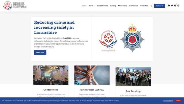 Screenshot of the The Lancashire Partnership Against Crime Limited website