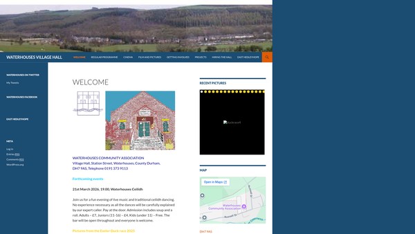Screenshot of the Waterhouses (Durham) Community Association website