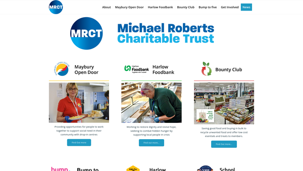 Screenshot of the Michael Roberts Charitable Trust website