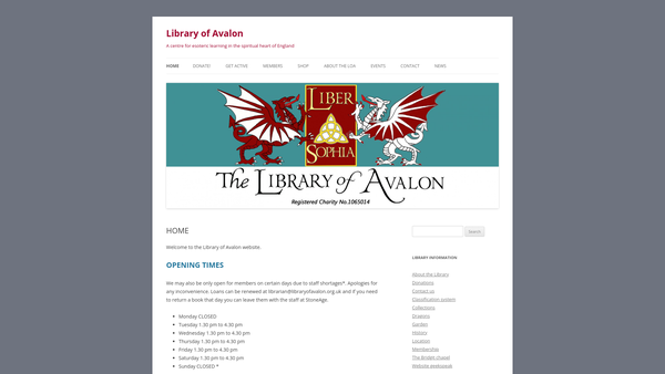 Screenshot of the The Library Of Avalon website