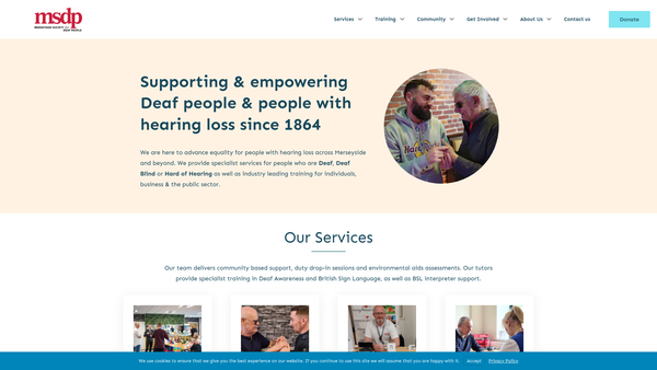 Screenshot of the Merseyside Society For Deaf People website