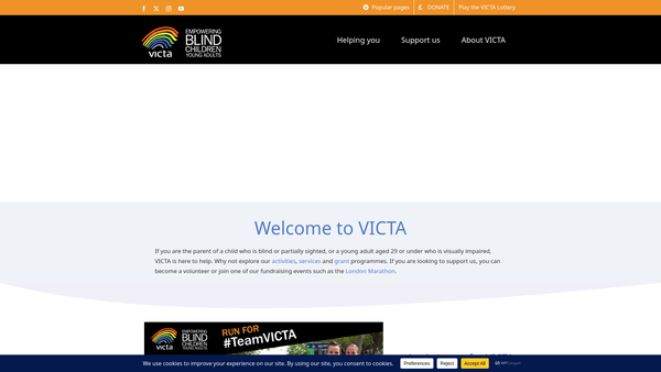 Screenshot of the Victa Children Ltd website