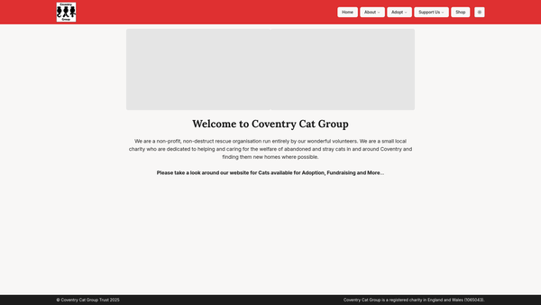 Screenshot of the Coventry Cat Group website