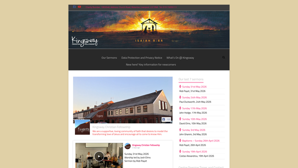 Screenshot of the Kingsway Christian Fellowship website