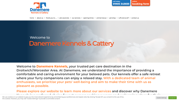 Screenshot of the Danemere Animal Rescue website