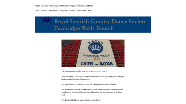 Screenshot of the Royal Scottish Country Dance Society - Royal Tunbridge Wells Branch website