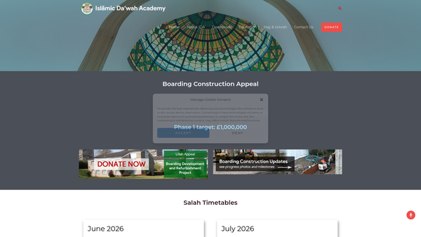 Screenshot of the Islamic Da'awah Academy website
