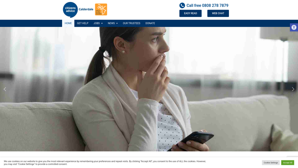 Screenshot of the Calderdale Citizens Advice Bureau website