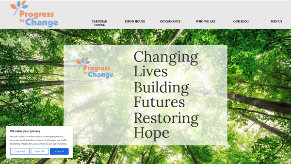 Screenshot of the Progress To Change website