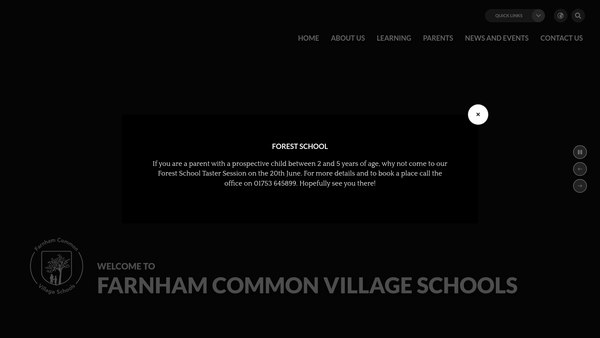 Screenshot of the Farnham Common Infant School Fund website